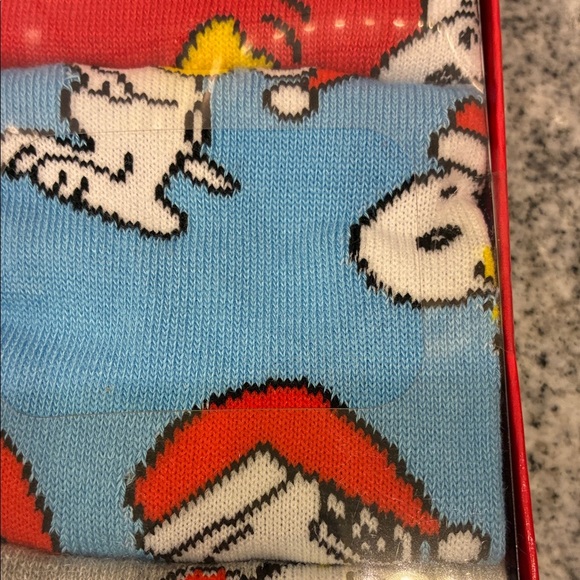 Peanuts Festive Christmas Santa and Snoopy Socks Trio - Red, Blue, Gray. B4 - Picture 4 of 6
